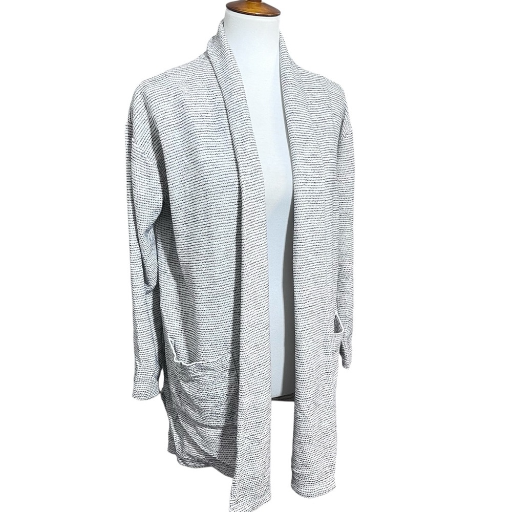LOFT Ann Taylor Women’s Open Front Cardigan Small White Navy Striped Lightweight
